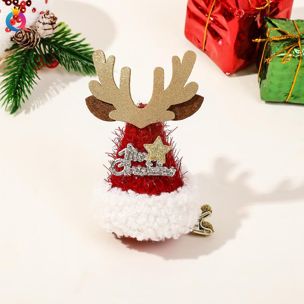 Vivid Red Christmas Reindeer Bow Hair Clip - Cute Women's Duckbill Hairpin