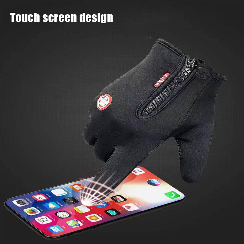 Autumn And Winter Outdoor Cycling Gloves Mountaineering Fitness Sports Waterproof Windproof Long Finger Plus Velvet Warm Gloves