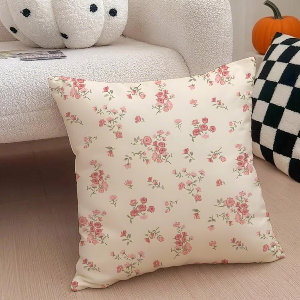 Classic Elegant Flowers With Artistic Cushion Cover Linen Pillow Case Soft Breathable Protective Couch Room Decoration