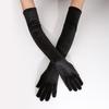 Full Finger Women's Fluffy Gloves 53cm Evening Dress Gloves Fashion Velvet Long Gloves  Party