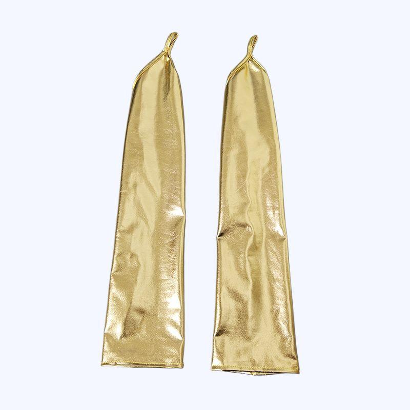 European-Style 48cm Patent Leather Fingerless Opera Gloves for Evening, Party, and Bridal Wear
