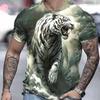 Tiger T-Shirt For Men 3D Animal 3D Print Men's Shirts Summer Short Sleeved Tee Male Pullover Oversized Top Casual Men'S Clothing