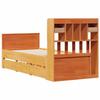 Solid Wood Bed with Shelf Without Mattress Wax Brown 75 x 190 cm