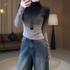 Gradient Color High-Neck Slimming Base Layer Top for Women - Korean Fashion Autumn/Winter Chic Design