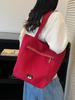 Casual Striped Embroidered Canvas Shoulder Bag - Autumn/Winter 2025 Trendy Student Design