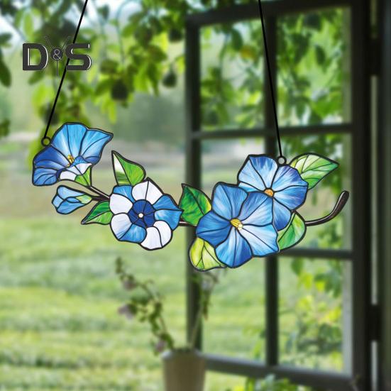 Flower Hanging Decoration Wall Art Window Hanging Ornament Double-Sided Floral Sun Catcher Gift for Nature Lovers