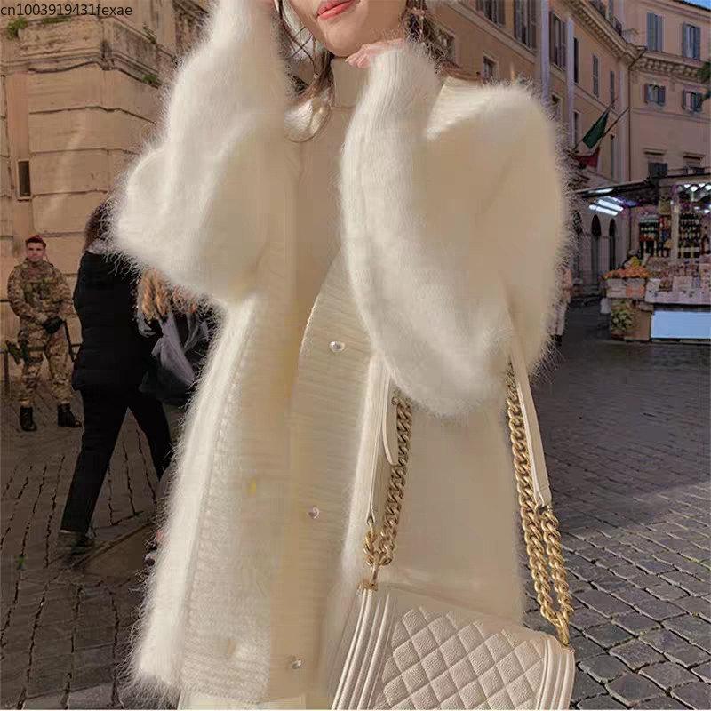 Elegants sieviešu ūdeles kašmira jakas mētelis
