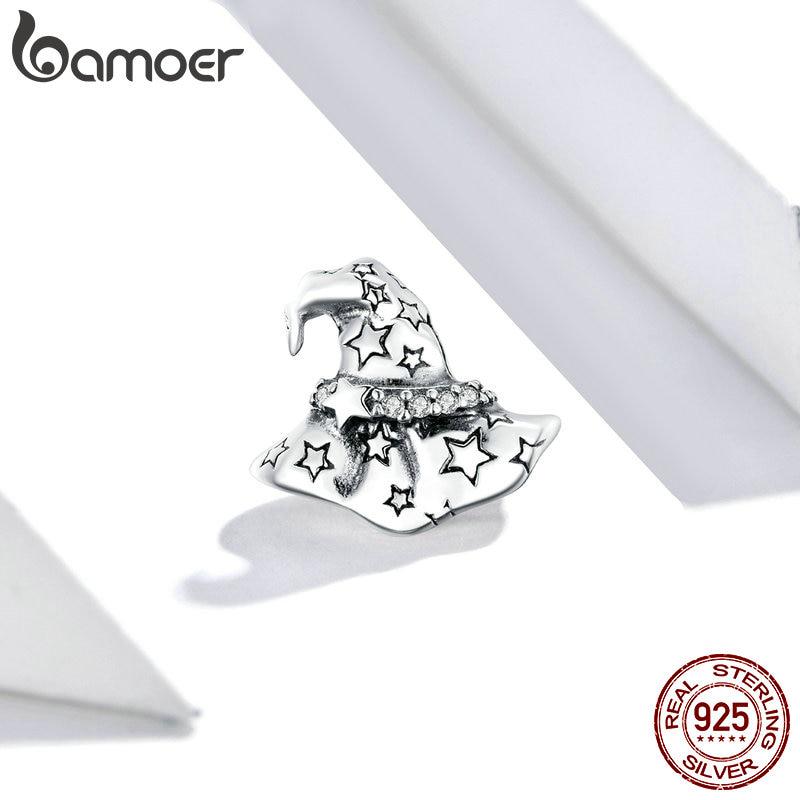 

Bamoer Стерлингового Серебра 925 пробы, шляпа ведьмы на Хэллоуин, серебряный оригинальный шарм для брендовых ювелирных изделий своими руками, подарок для женщин и девочек 925 silver