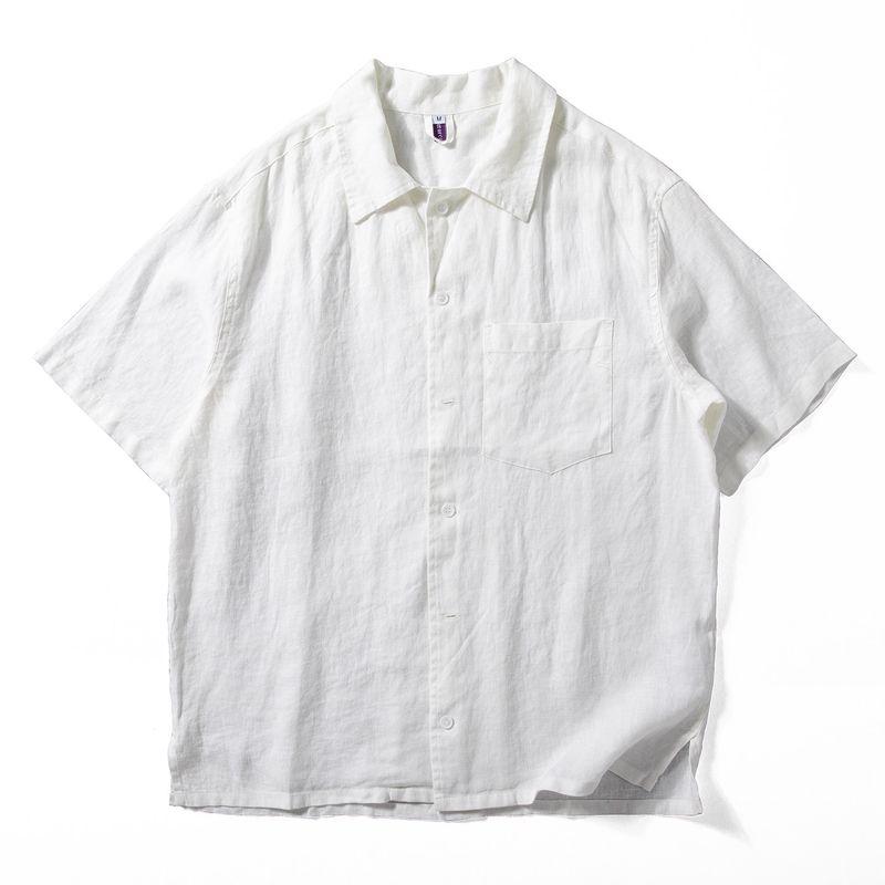 All-Linen Short-Sleeved Shirt for Men, New Summer Lightweight and Breathable Top, Japanese-Style Refreshing Loose Casual Half-Sleeved Shirt