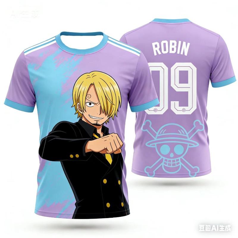 Summer Japan One Piece Luffy Football Jersey Men T-shirt Football Special Jersey Adult Men's Qu