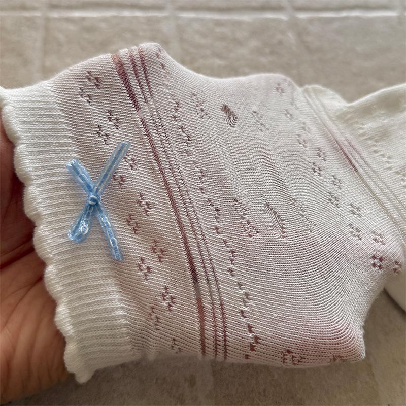 Thin And Relaxed Blogger With The Same Medium Tube Socks Hollow Mesh Bow Cotton Socks Stacking Socks