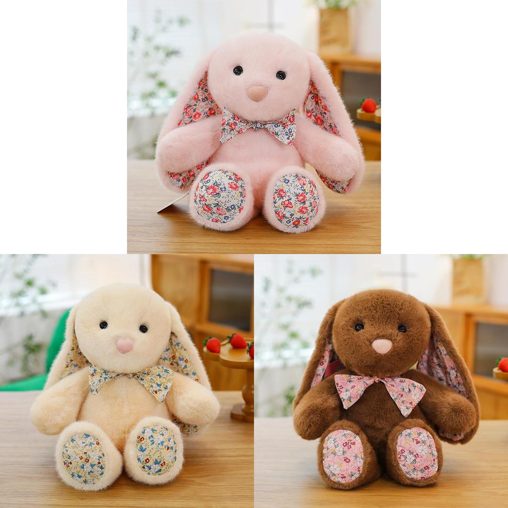 Cute Floral Bunny Plush Toy With Soft Short Pile For Children And Gift Giving