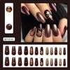 Fall Press on Nails Long Ballerina Coffin Nails Thanksgiving Maple Leaf Acrylic Glue on Nail Glossy Autumn Gold Maple Leaves Fake Nail for Women DIY