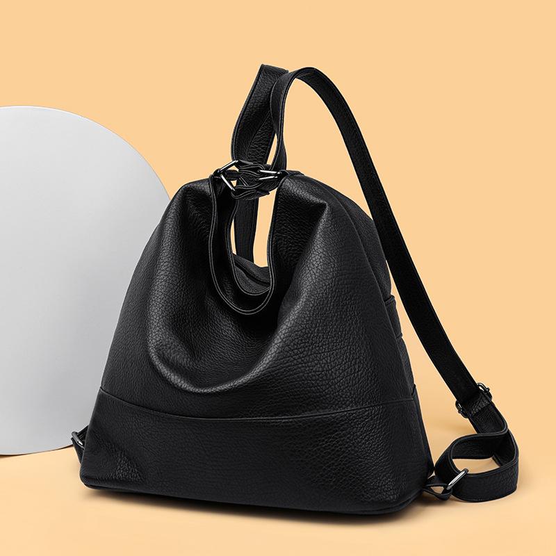 Women s Retro 2026 Trendy Versatile Large Capacity Backpack and Shoulder Bag чёрный