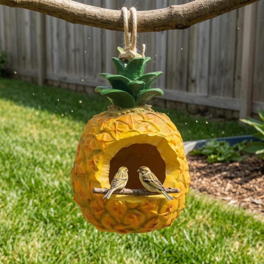 Pineapple Birdhouse Rope Hanger Hanging Novelty Textured Outdoor Decoration