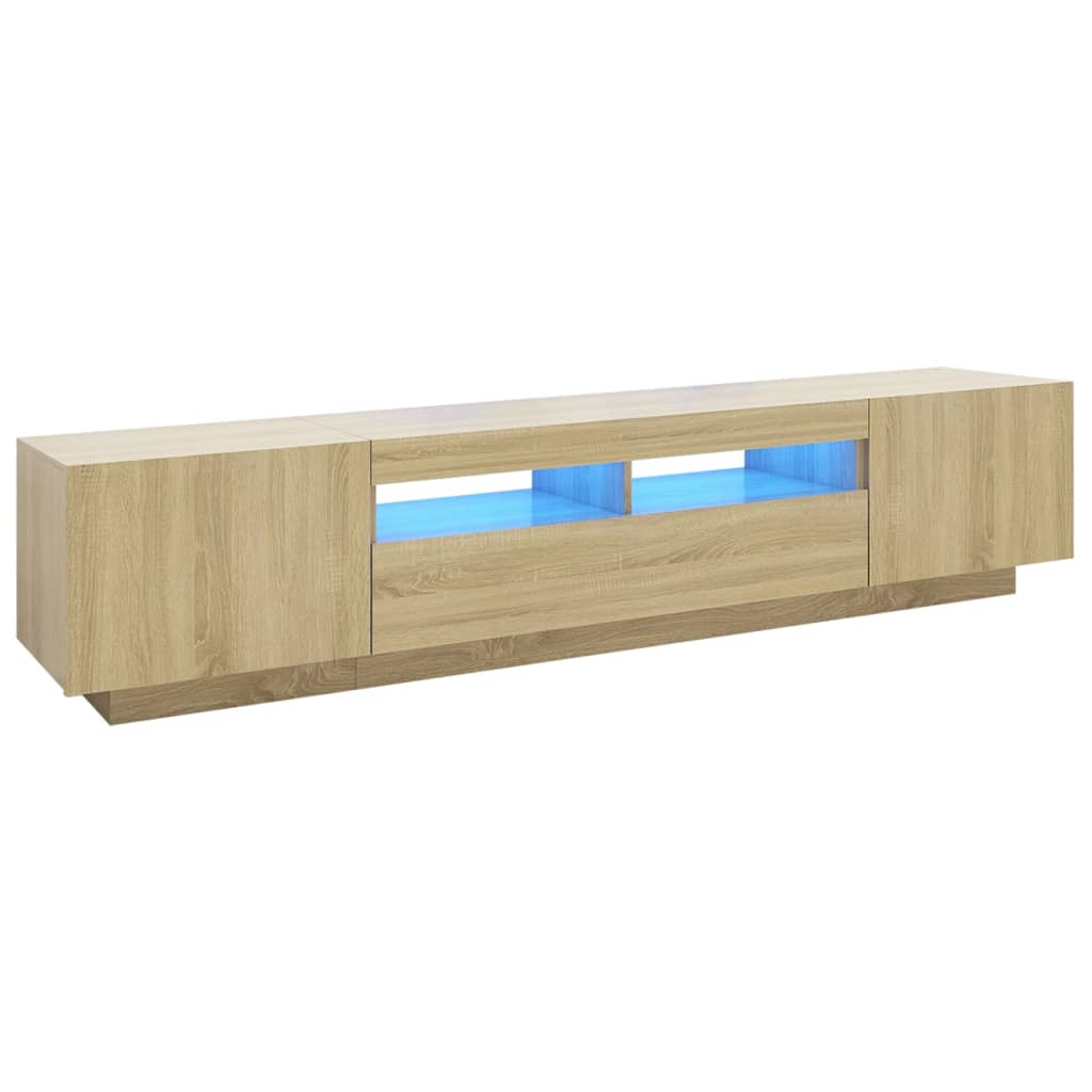 Vidaxl Szafka Tv Z Oświetleniem Led, Dąb Sonoma, 200X35X40 Cm