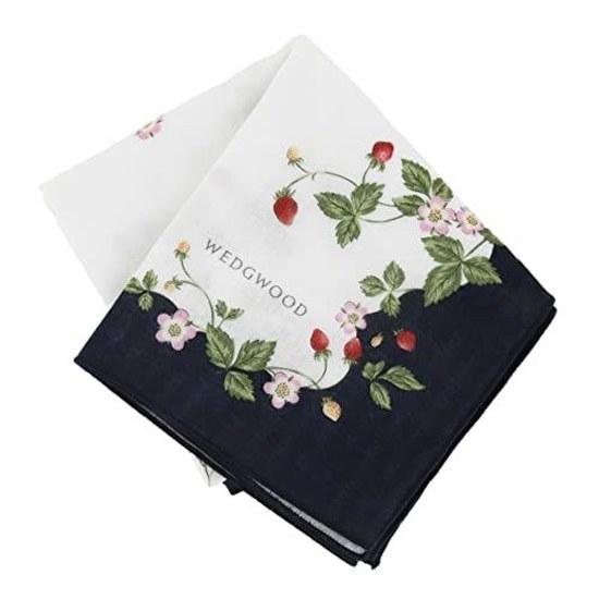 Wedgwood Wild Strawberry Gauze Handkerchief 0001 (Navy) 100 Cotton Womens Approximately 46cm