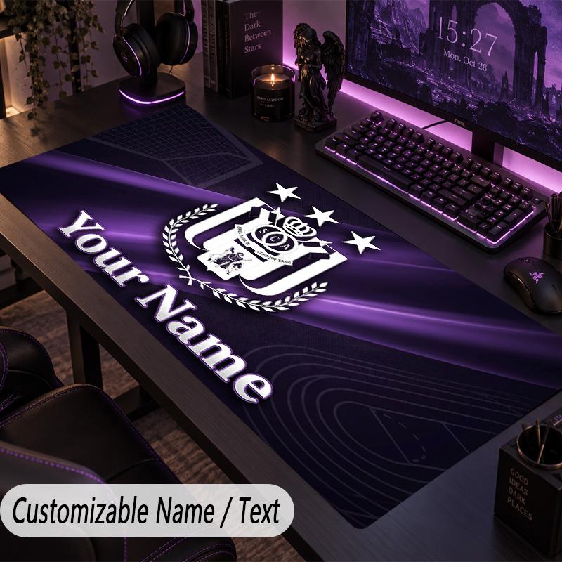 Custom Text Big Mousepad, Extended Desk Pad For Laptop Work GameAnderlecht FC logo
