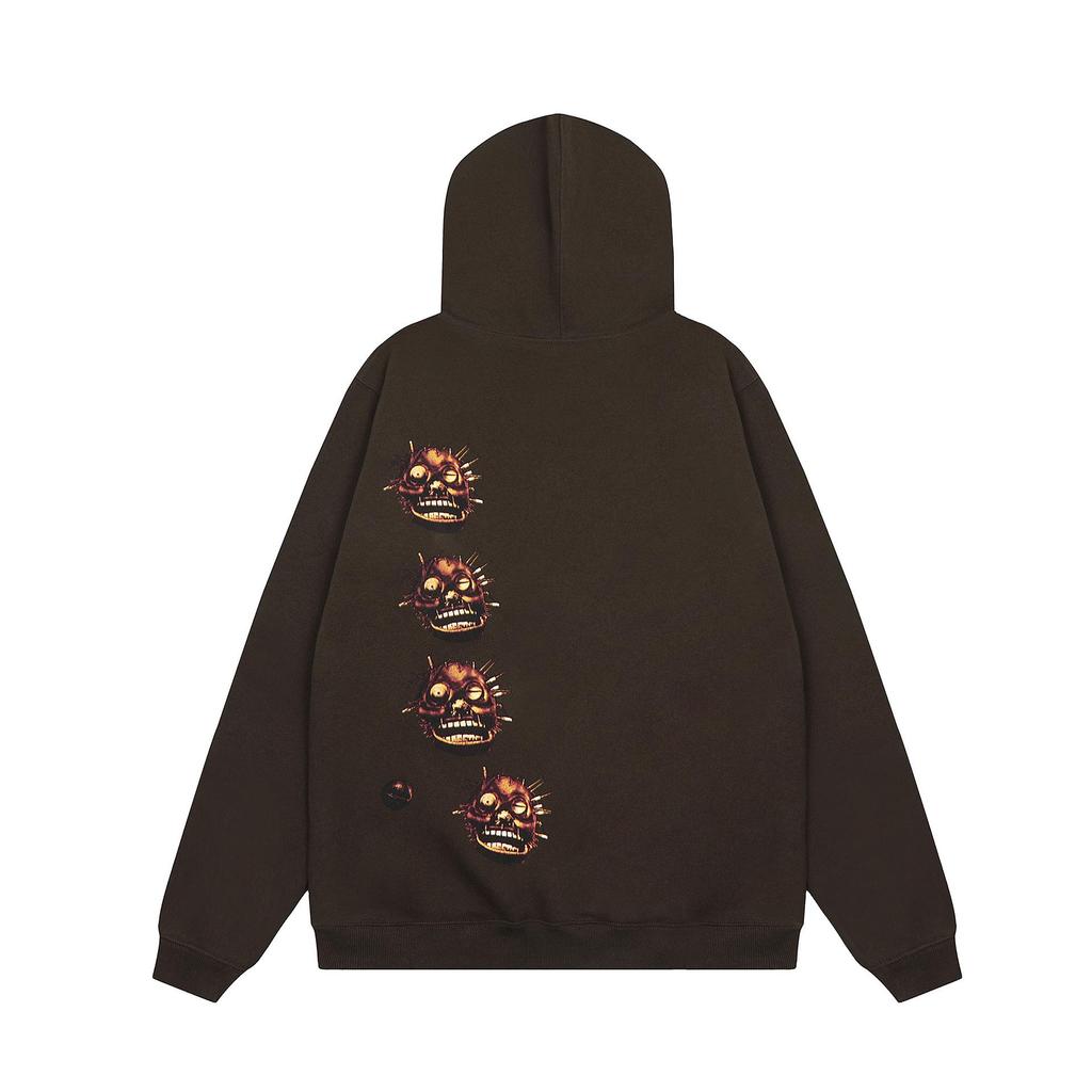 Amerikanischer Kapuzenpullover mit Graffiti-Print, Herbst/Winter 2023 – Trendiger, locker sitzender Samt-Hoodie