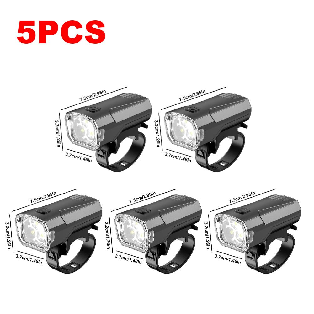 1-5PCS LED Bicycle Front Light Waterproof Headlight Night Safety Warning Lamp Rechargeable Bike Flashlight Cycling Accessories
