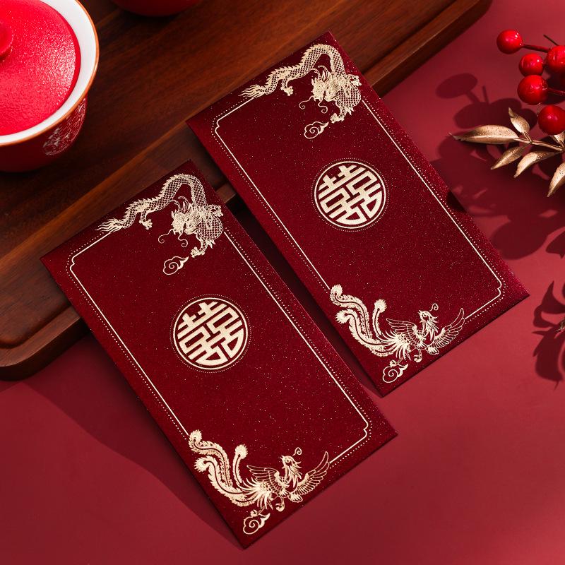 Chinese Glitter Wedding Red Envelope for New Marriage Gift