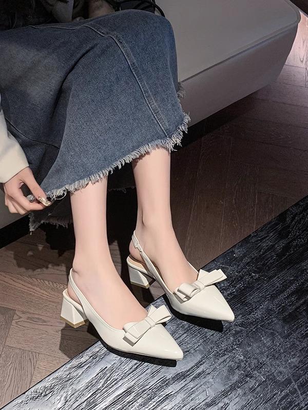 Fashion Spring Shoes Pointed Heel Sandals All-Match 2025 Women's Sexy Block Comfort Girls New Scandals Toe Sandals Sexy Spring Shoes Sum