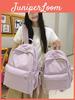 Schoolgirl Nylon Plaid Backpack With Fabric And Curved Shoulder Straps For High School Students