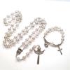 Catholic Rosary Prayer Necklace Pendants Bracelets Acrylic Beads Chain Religious Jewelry for Women Girls