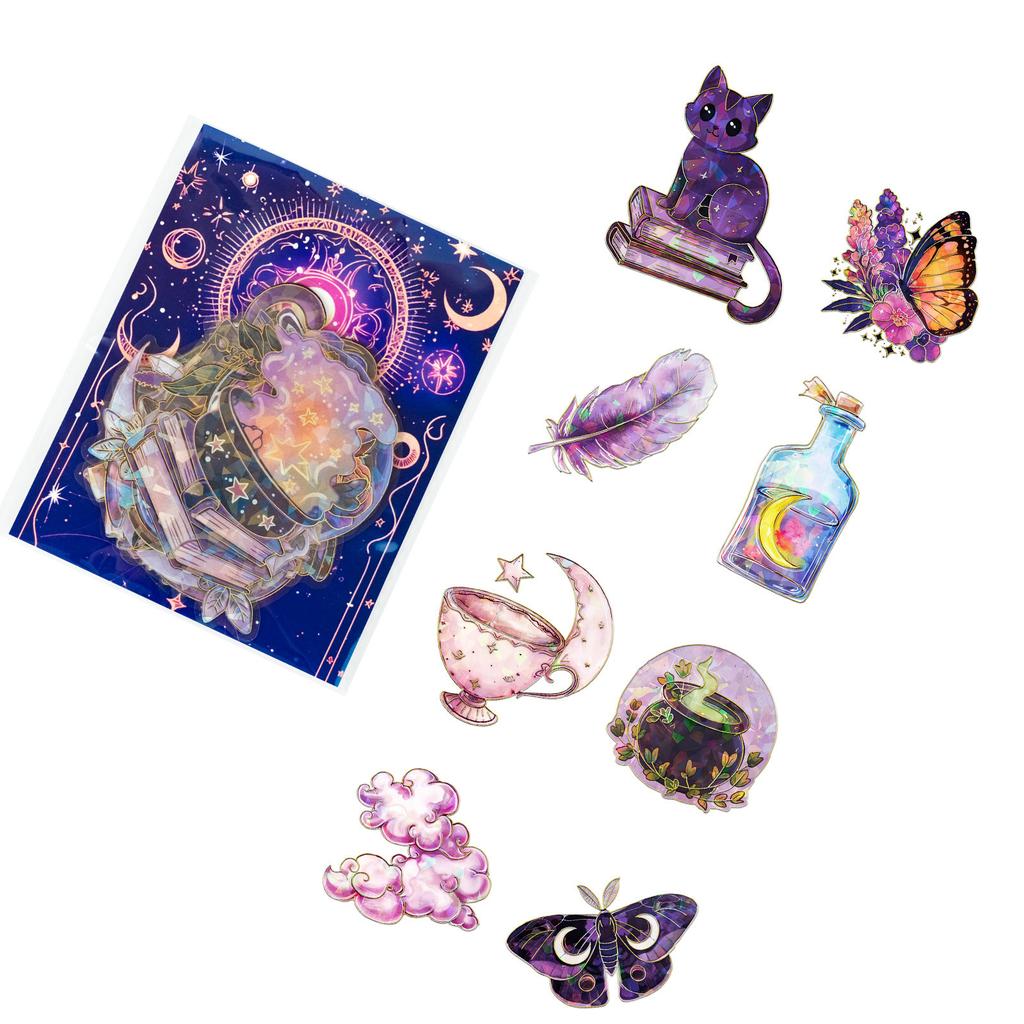 30 Magic Potion Moonlight Series Laser PET Stickers Decorative Glass Cup Mobile Phone Case Gold Stamping Stickers