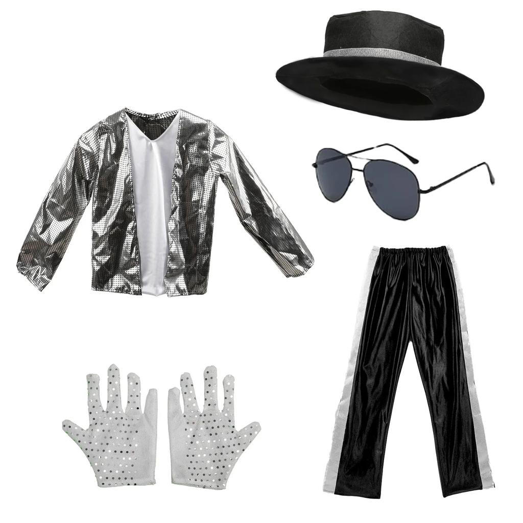 Disfraz Estilo Michael Jackson Años 70 Para Fiestas de Halloween Infantiles Fiestas de Disfraces Celebraciones del Día del Niño y Actuaciones en Escenario