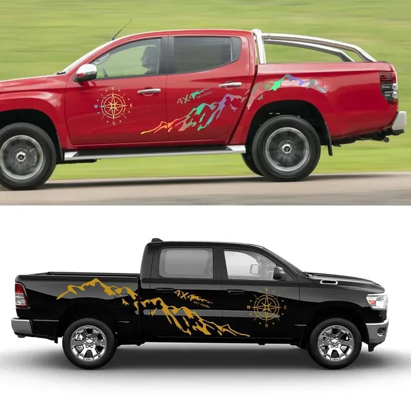 Pickup Side Stickers Graphics 4X4 Mountain Vinyl Decals For Ford F-150 Toyota Hilux Dodge RAM 1500 Isuzu Dmax GMC Sierra Canyon