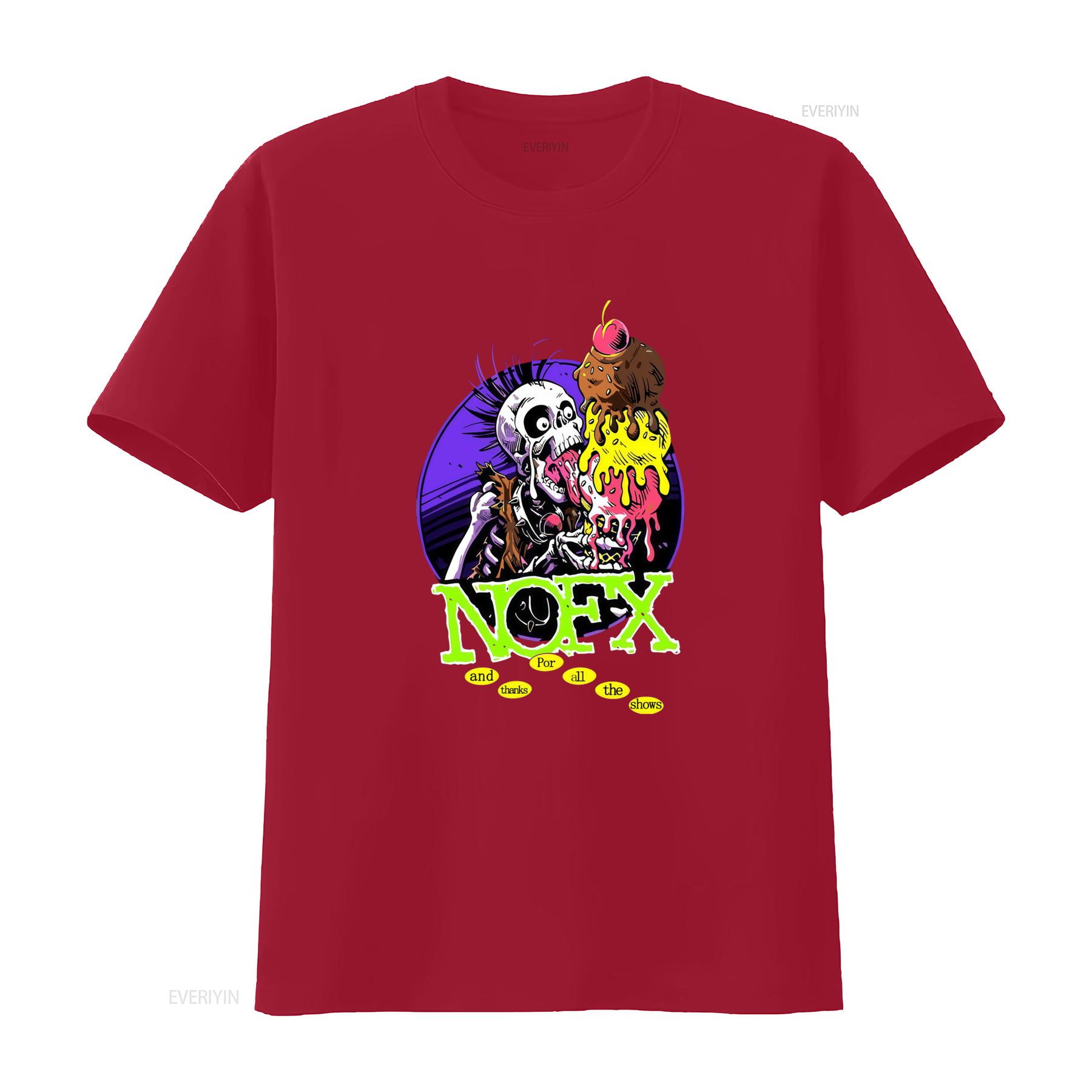 NOFX Punk Rock Skeleton Ice Cream T Shirt Final Tour Thanks For All The Shows Black vintage Washed Breathable S