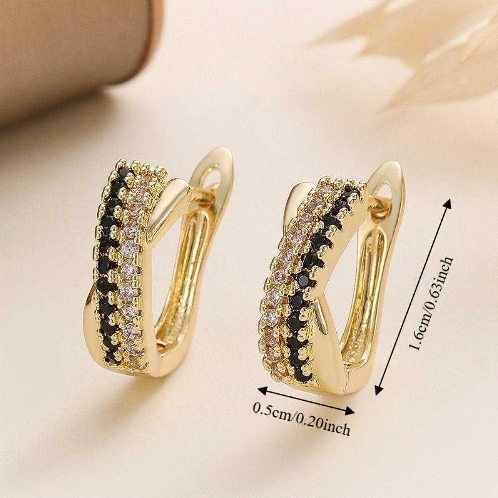 Delicate Zircon Hoop Earrings Light Luxury Women Earrings Temperament Clip Earrings Women
