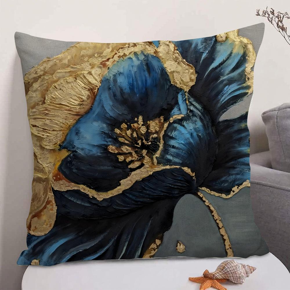 Oil Painting Floral Elegant Cushion Cover Natural Linen Organic Fabric DoubleSided Printing Sofa Home Decor Gift Pillow Case