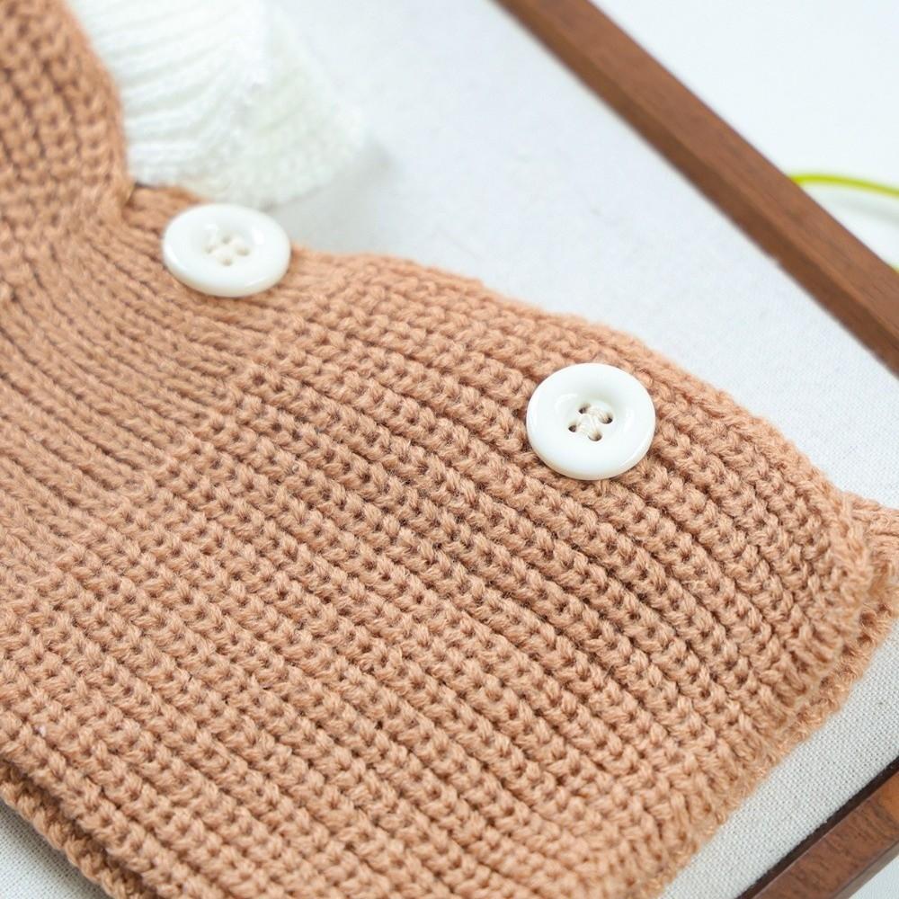 Ruffle Trim Pet Knitted Hat Button Detail Cat Knitted Hat New Pet Pullover Cap for Small Dogs