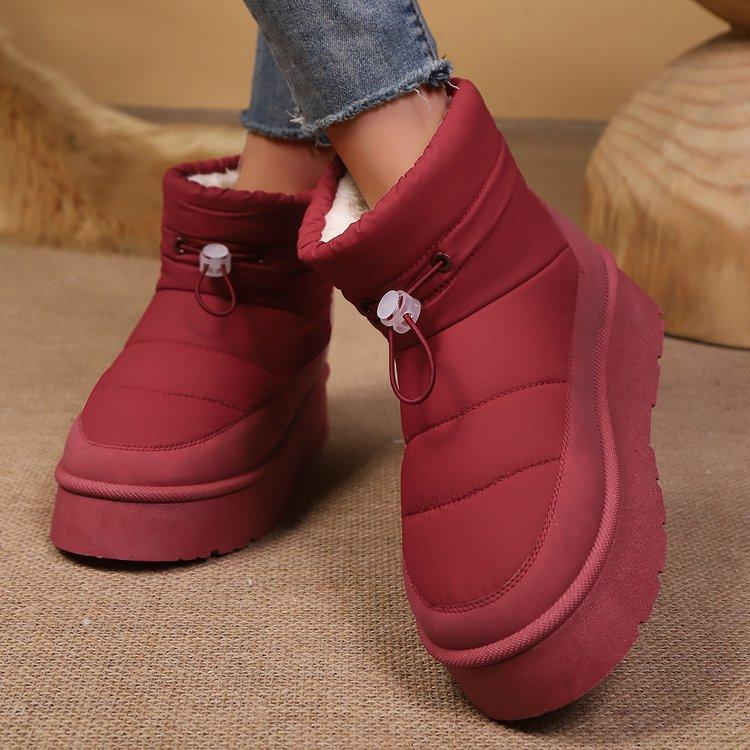 

Европейские и американские зимние новые толстоподошвенные бархатные утепленные сноубутсы женские внешнеторговые большого размера теплые эластичные с пряжкой короткие ботинки хлопковая обувь 42 красный