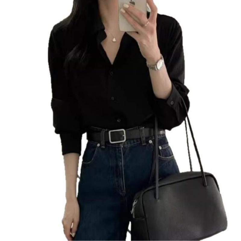 

Весна и осень французский темперамент черная рубашка женская верхняя дизайнерская Sense Niche защита от солнца для поездок на работу повседневная рубашка S чёрный