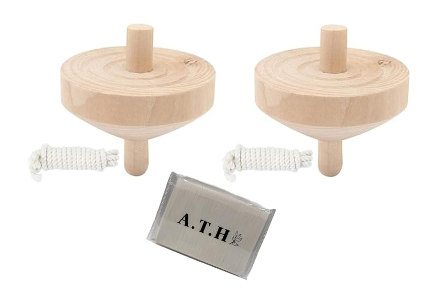 

Set of 2 Wooden Craft Tops with Strings Original Pocket (Includes Tissues)