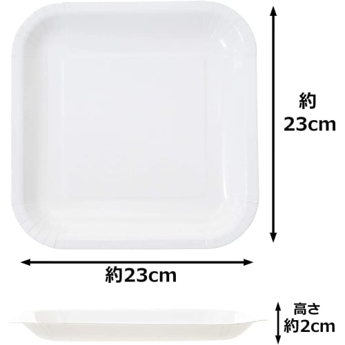 Strix Design Disposable Square Paper Plates, 100 count (2 packs of 50), 23cm, White, Water and Oil Resistant, Stain Resistant, Microwaveable, Commerci