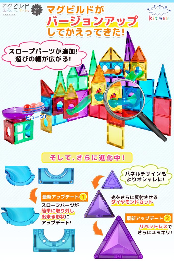 Kitwell Mag Build Slope Set 72 Piese Jucărie Educațională Magnet Block Toy Jade Road