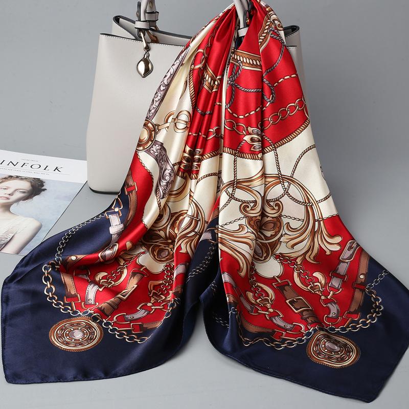 90 Square Scarves, Silk Scarves, Women's New Spring and Summer High-end Sense Versatile, Thin Scarves, Shawls Outside