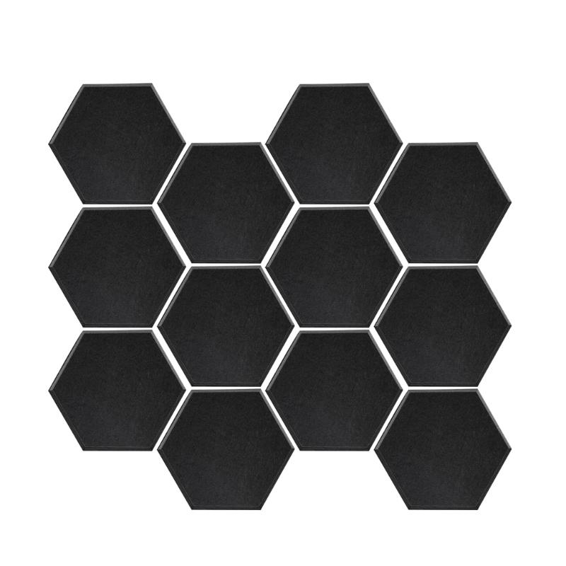 12Pieces Acoustics Foam Wall Tiles Hexagonal Foam Panel Polyester Fiber Wall Panels for Quiet Study Spaces Libraries