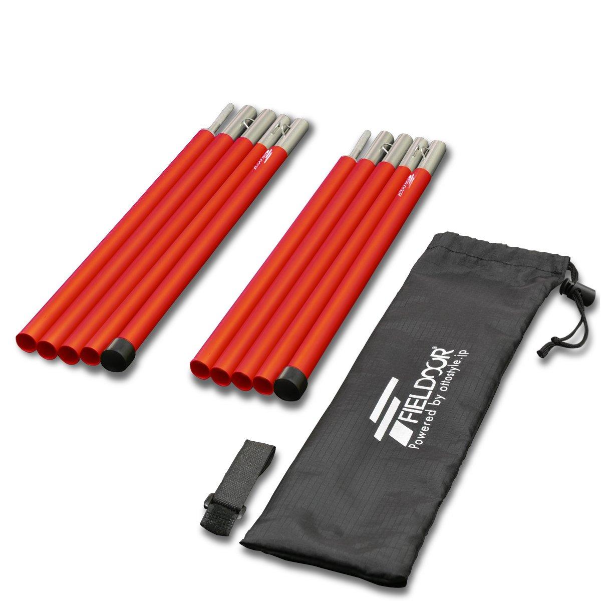 

FIELDOOR Aluminum Tent Poles, 2-Pack (5-Pole Connection/150cm) [Red] - Separable, Suitable for Small Groups, Solo Camping, Sub-Poles, Touring, Compact