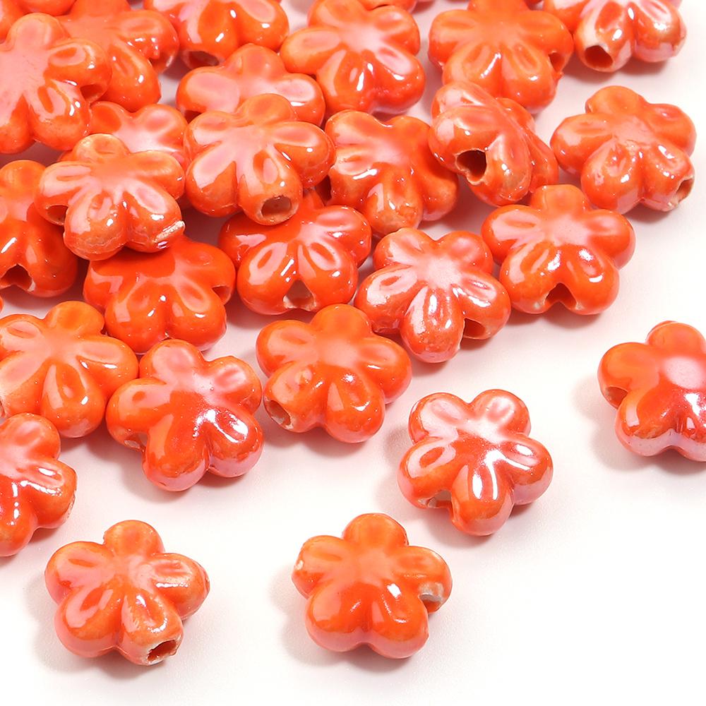 10pcs Colorful Cherry Blossoms Ceramic Beads Mini Flower Loose Spacer Beads For Jewelry Making DIY Bracelet Necklace Accessories