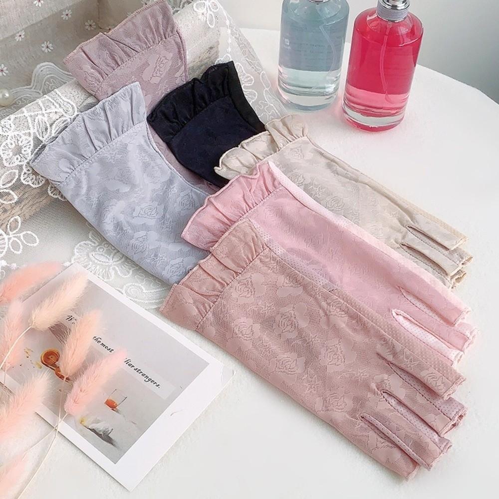 Oddychające Rękawiczki Ochronne Przeciwsłoneczne Cienkie Rękawiczki Bez Palców Modne Rękawiczki z Odkrytymi Palcami Damskie