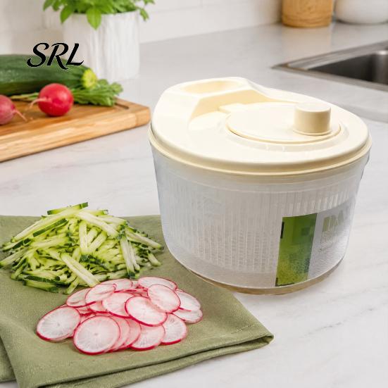 Kitchen Essential for Salad Vegetable Spinner, Manual Quick Drying Fruit Washer, Multi Functional with Spinner Slicing Blade Design, Dryer Lettuce