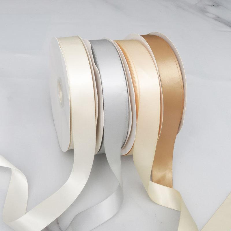 Double-sided Solid Color Ribbon 2.5cm Polyester Ribbon Companion Gift Package Decorative Ribbon Ribbon Ribbon Roll Ribbon Cake Home Decoration