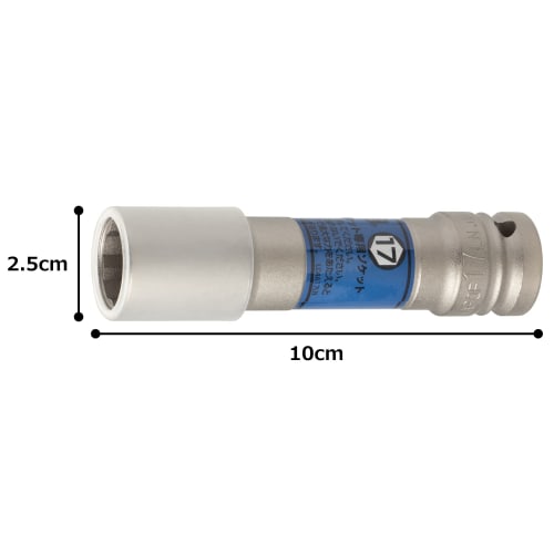 TONE Quick fit thin long foil nut socket with protector 4APQF-17LN Drive angle 12.7mm (1/2") Blue Width across flats 17mm