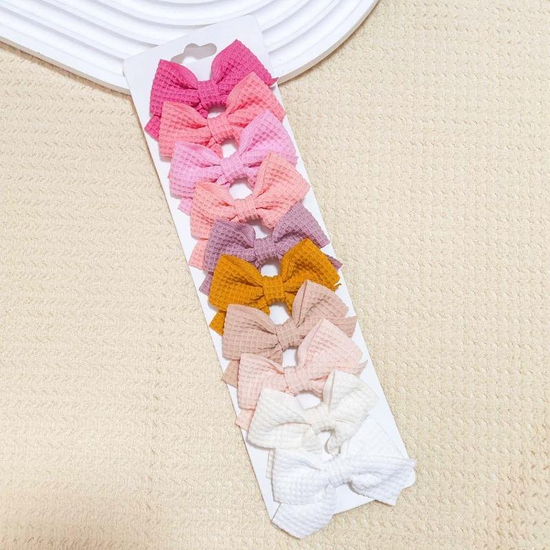 6/10Pcs Sweet Cute Solid Ribbon Bowknot Hair Clips for Baby Girls Handmade Bows Hairpins Barrettes Headwear Kids Hair Accessories