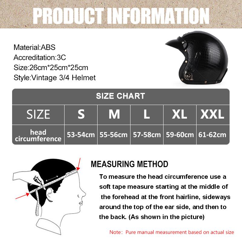 UCHOOSE Retro Motorcycle Helmet PU Leather Open Face 3/4 Chopper Bicycle Helmets Classic Casco Moto Vintage